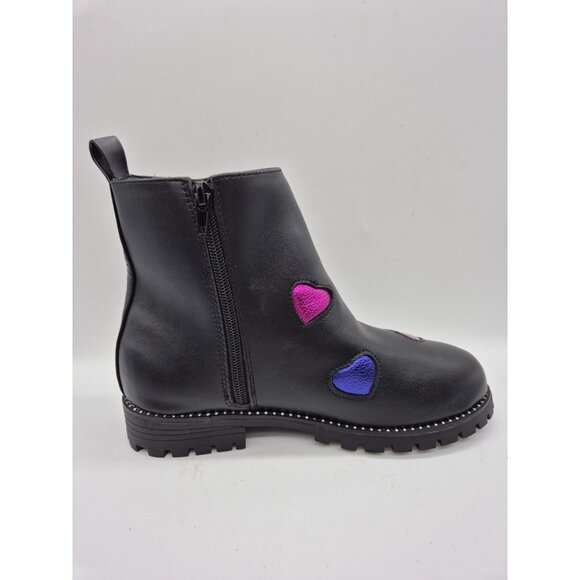 Karl Lagerfeld Bootie Youth Girl Size 3 Black  Chelsea Love Hearts Multi (629 - Picture 4 of 13